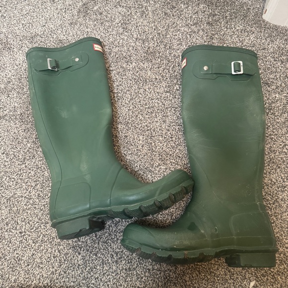 Hunter Original Tall Rain Boots Green Women’s 7.5 Waterproof Rubber - Picture 5 of 8